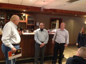 Our CEO, Fred Marcell, presenting our VP of Manufacturing, Bill Horvath, with a 30 year service award and retirement gift.